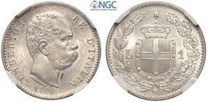 Regno dItalia, Umberto I (1878-1900), Lira ... 