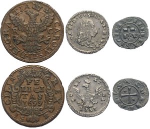 Palermo e Messina, Lotto di 3 monete: Grano ... 