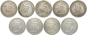 Great Britain, Lot of 9 Trade Dollar: 1899-B ... 
