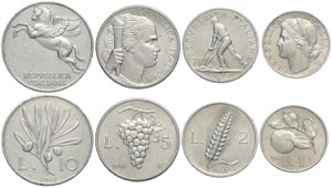 Repubblica Italiana, Monetazione in Lire ... 