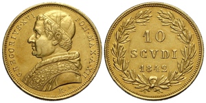 Roma, Gregorio XVI (1831-1846), 10 Scudi ... 