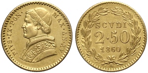 Roma, Pio IX (1846-1870), 2,50 Scudi ... 