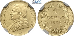 Roma, Pio IX (1846-1870), Scudo 1862-XVI, Au ... 