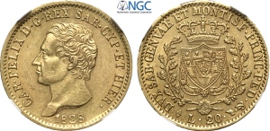 Savoia, Carlo Felice (1821-1831), 20 Lire ... 