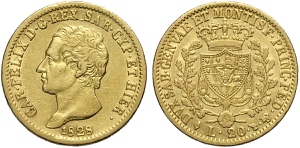 Savoia, Carlo Felice (1821-1831), 20 Lire ... 