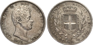 Savoia, Carlo Alberto (1831-1849), 5 Lire ... 