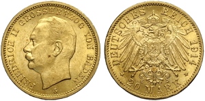 Germany Baden, Friedrich II (1907-1918), 20 ... 