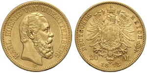 Germany Wurttemberg, Karl I (1864-1891), 20 ... 