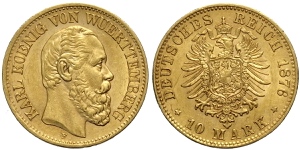 Germany Wurttemberg, Karl I (1864-1891), 10 ... 