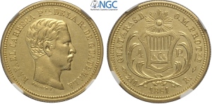 Guatemala, Republic, 4 Pesos 1861, Au 21 mm ... 