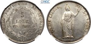 Milano, Governo Provvisorio (1848), 5 Lire ... 