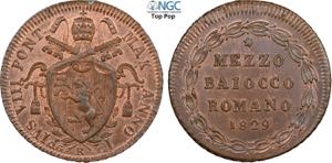 Roma, Pio VIII (1829-1830), 1/2 Baiocco ... 