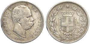 Regno dItalia, Umberto I (1878-1900), Lira ... 