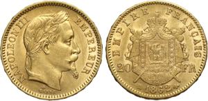 France, Napoleon III (1852-1870), 20 Francs ... 