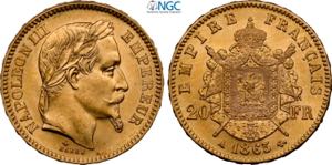 France, Napoleon III (1852-1870), 20 Francs ... 