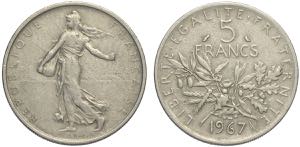 France, Fifth Republic (1958-), 5 Francs ... 