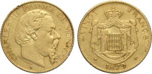 Monaco, Charles III (1856-1889), 20 Francs ... 