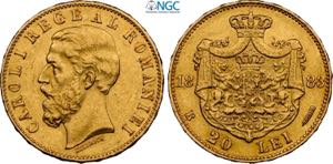 Romania, Carol I (1866-1914), 20 Lei 1883-B, ... 