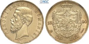 Romania, Carol I (1866-1914), 20 Lei 1890-B, ... 