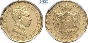 Spain, Alfonso XIII (1886-1931), 20 Pesetas ... 