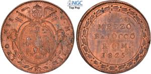 Roma, Leone XII (1823-1829), 1/2 Baiocco ... 