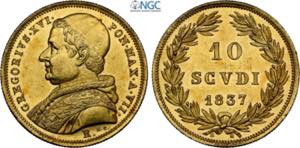 Roma, Gregorio XVI (1831-1846), 10 Scudi ... 