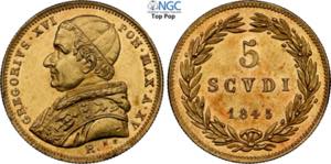 Roma, Gregorio XVI (1831-1846), 5 Scudi ... 