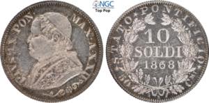 Roma, Pio IX (1846-1870), 10 Soldi da 50 ... 