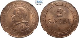 Roma, Pio IX (1846-1870), 2 Soldi da 10 ... 