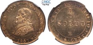 Roma, Pio IX (1846-1870), 1/2 Soldo da 2,5 ... 