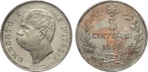 Regno dItalia, Umberto I (1878-1900), 5 ... 