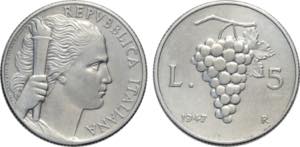 Repubblica Italiana, Monetazione in Lire ... 