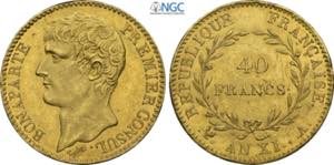 France, Napoleon I (1799-1814), 40 Francs AN ... 