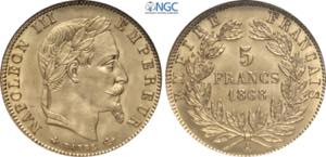 France, Napoleon III (1852-1870), 5 Francs ... 