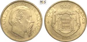 Monaco, Charles III (1856-1889), 100 Francs ... 