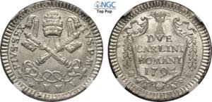 Roma, Pio VI (1775-1799), 2 Carlini Romani ... 