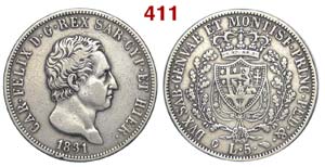 Savoia - Carlo Felice - 5 Lire 1831 - RRR AG ... 