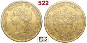 Colombia - Republic - 20 Pesos 1863 Bogota - ... 