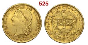 Colombia - Republic - 10 Pesos 1871 Medellin ... 