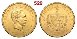 Cuba - Republic - 10 Pesos 1916 - AU mm 27 ... 