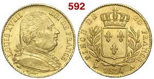 France - Louis XVIII - 20 Francs 1814 - AU ... 