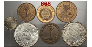 Liberia - Lotto di 7 monete : - 1 Cent 1890 ... 