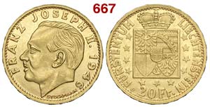 Liechtenstein - Franz Josef II - 20 Franken ... 
