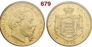 Monaco - Charles III - 20 Francs 1879 - Rara ... 