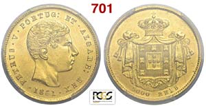Portugal - Pedro V - 5000 Reis 1861 - AU g. ... 