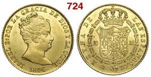 Spain - Isabel II - 80 Reales 1846 B PS - AU ... 