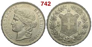 Switzerland - Confederation - 5 Francs 1907 ... 