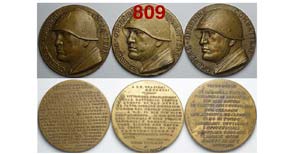 Serie di 3 medaglie fasciste con discorsi ... 