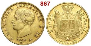 Milano - Napoleone I - 40 Lire 1809 - AU mm ... 