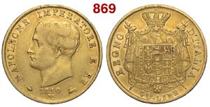Milano - Napoleone I - 40 Lire 1810 - AU mm ... 
